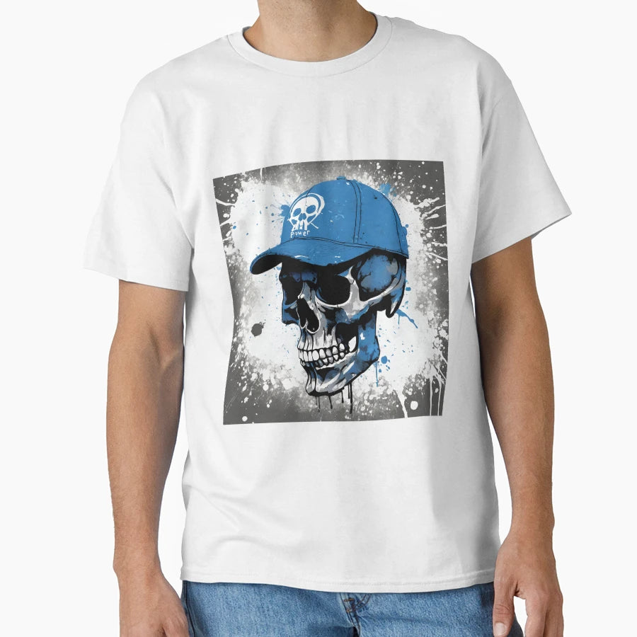 Urban Skull Blue Cap T-Shirt - Novelty Apparel Men Women - T-Shirt, Sweatshirt, Hoodie