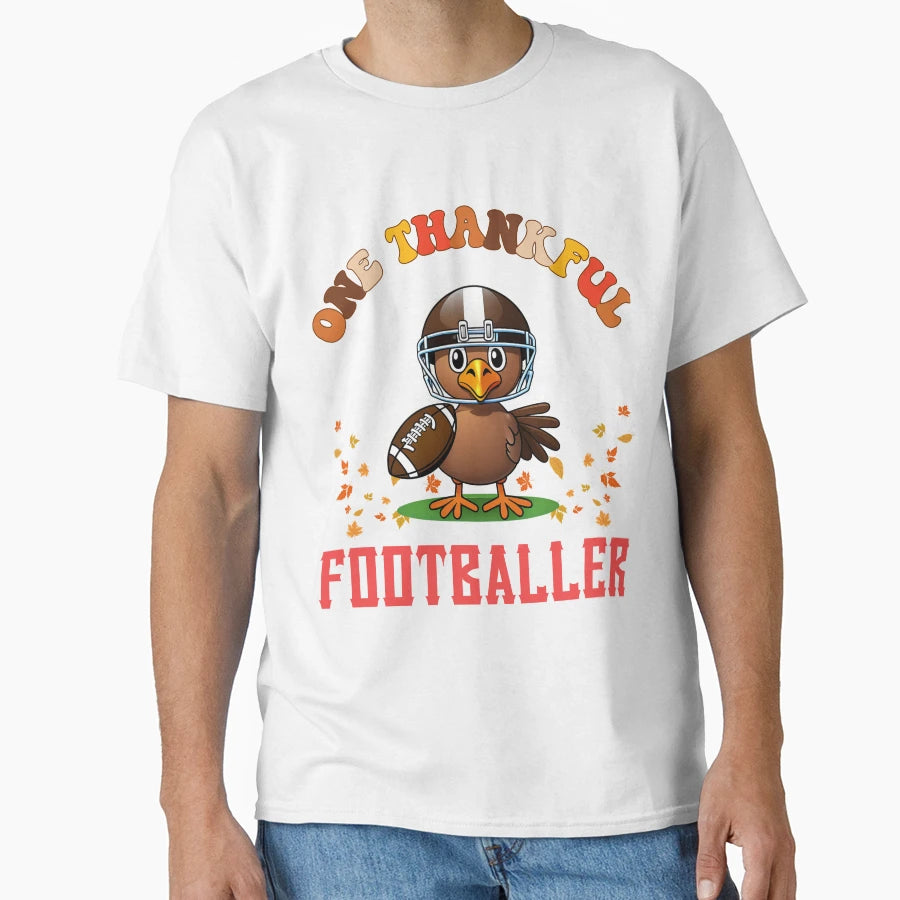 One Thankful Footballer Thanksgiving T-Shirt - Graphic Print Men Women - T-Shirt, Sweatshirt, Hoodie