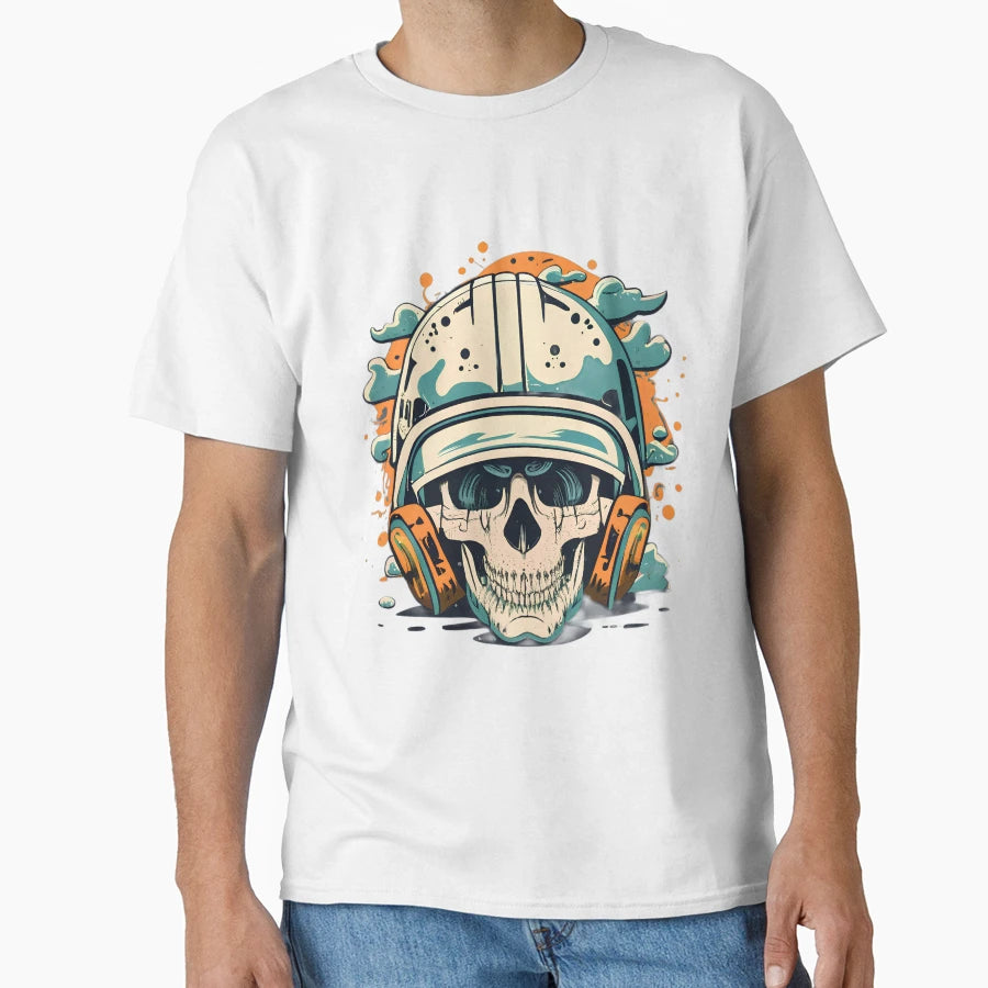 Helmet Skull T-Shirt - Casual Everyday Wear Unisex - T-Shirt, Sweatshirt, Hoodie