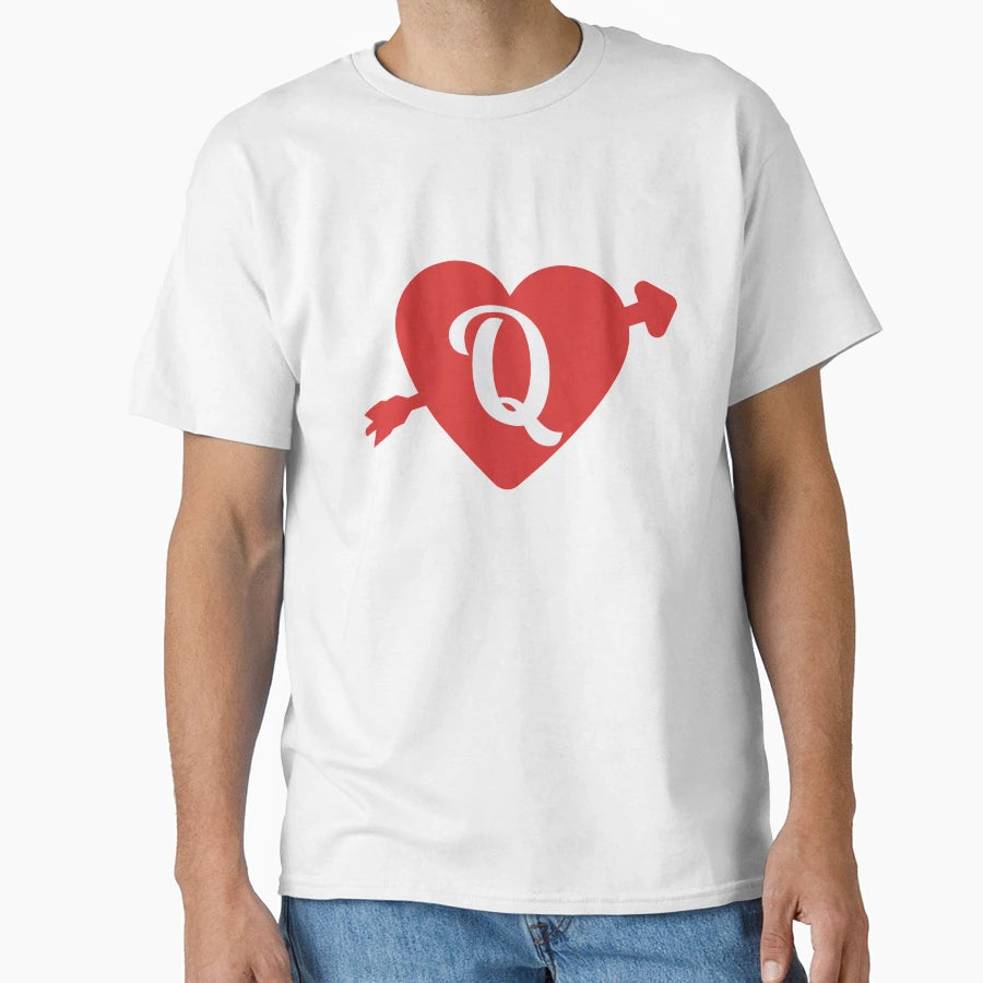 Red Heart Letter Q T-Shirt - Custom Art Print Unisex - T-Shirt, Sweatshirt, Hoodie