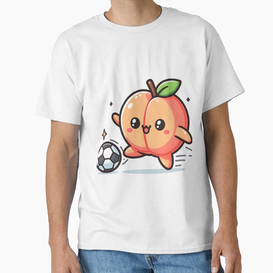 Kawaii Peach Soccer Shoes Playing Soccer T-Shirt - Custom Art Print Unisex - T-Shirt, Sweatshirt, Hoodie