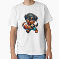 Puppy Playing Football T-Shirt - Unique Graphic Unisex - T-Shirt, Sweatshirt, Hoodie