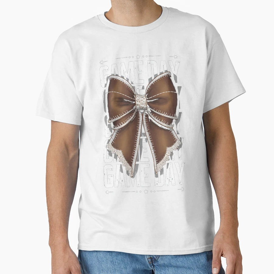 Game Day Football Bow T-Shirt - Trendy Graphic Unisex - T-Shirt, Sweatshirt, Hoodie