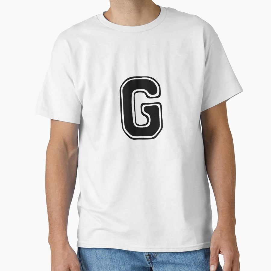 Bold Grooveline Letter G Varsity Outline T-Shirt - Graphic Print Unisex - T-Shirt, Sweatshirt, Hoodie