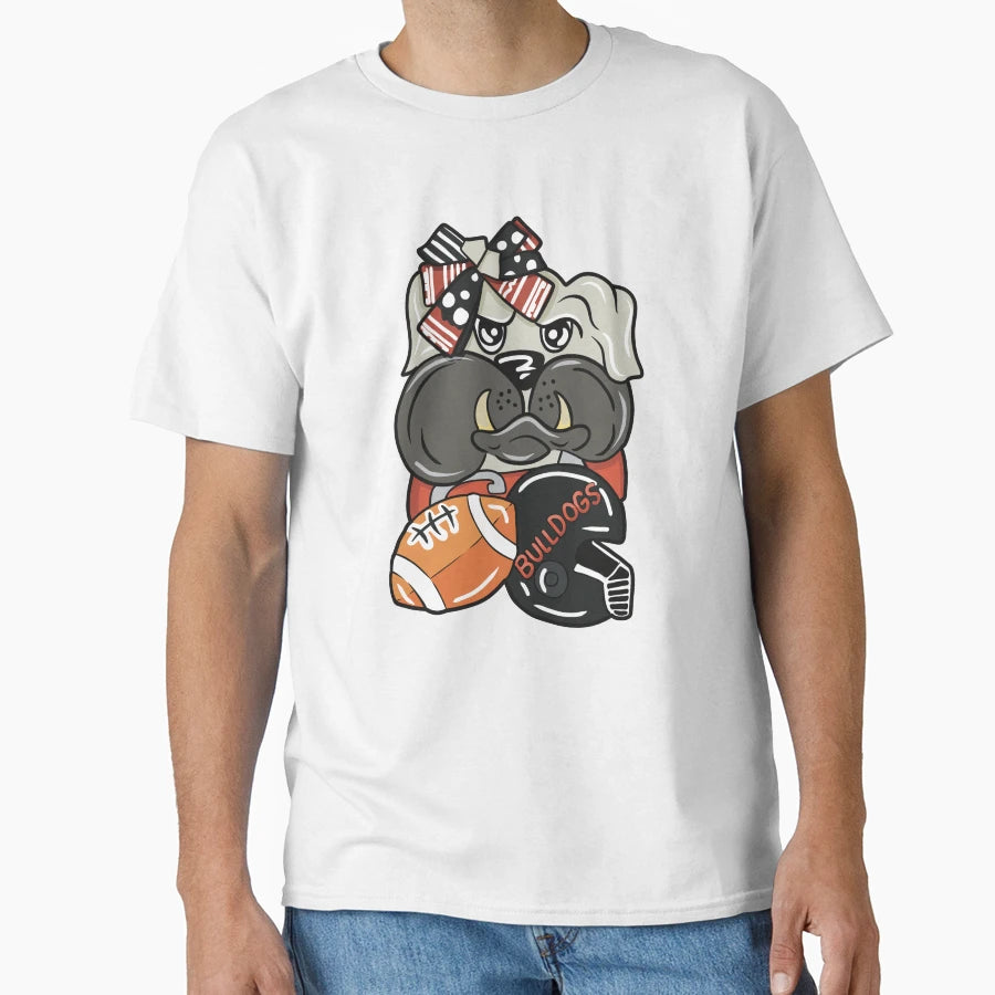 Bulldog Football Fan Illustration T-Shirt - Trendy Graphic Unisex - T-Shirt, Sweatshirt, Hoodie