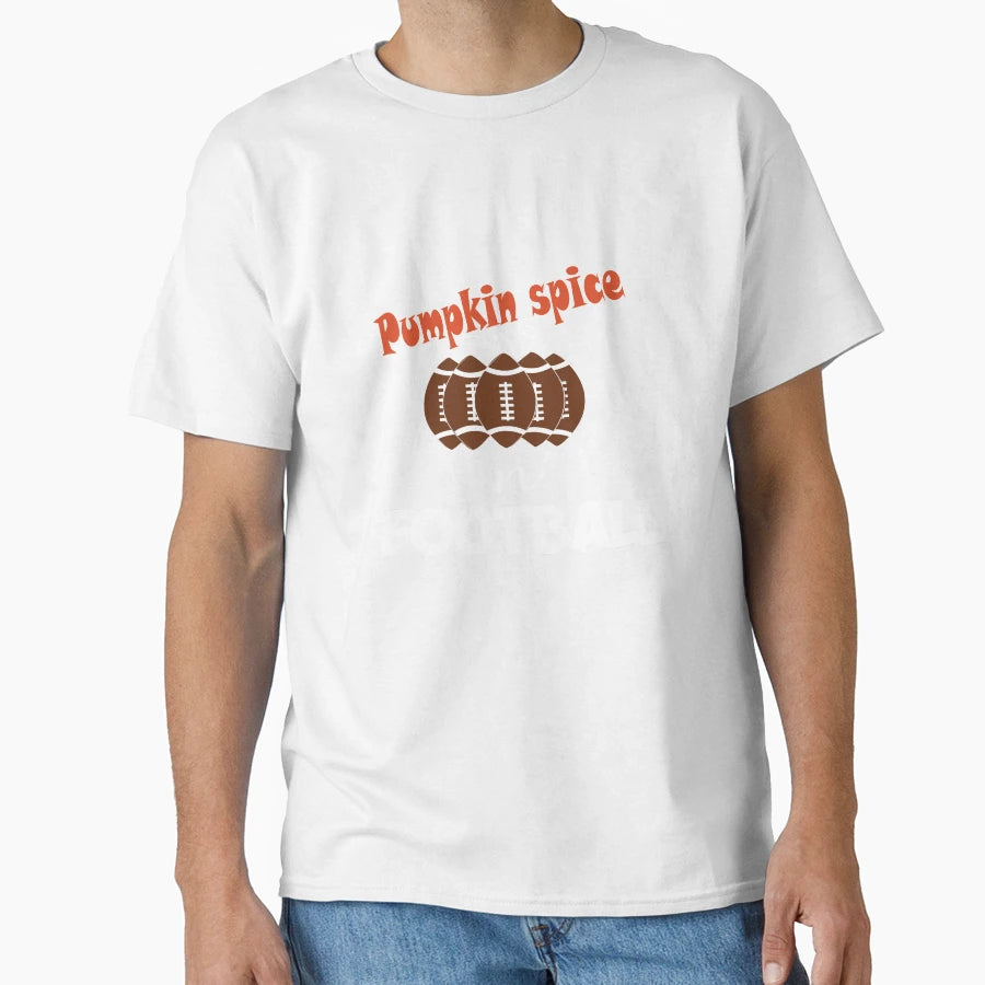 Pumpkin Spice N Football T-Shirt - Minimalist Print Men Women - T-Shirt, Sweatshirt, Hoodie