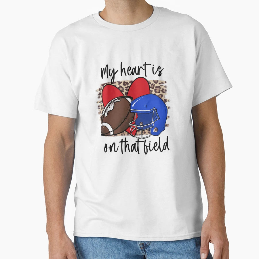 Football My Heart Is That Field Leopard T-Shirt - Minimalist Print Unisex - T-Shirt, Sweatshirt, Hoodie
