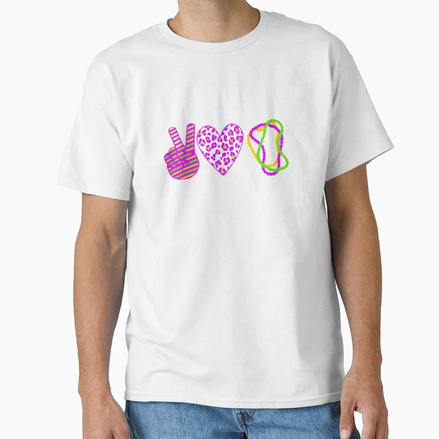 Peace Love Mardi Gras T-Shirt - Graphic Print for Adults - T-Shirt, Sweatshirt, Hoodie