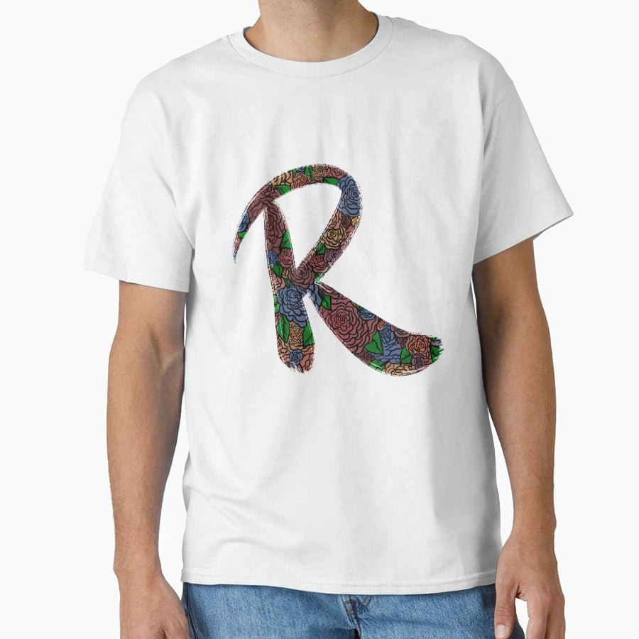 Watercolor Roses Monogram Letter R T-Shirt - Streetwear Style Unisex - T-Shirt, Sweatshirt, Hoodie