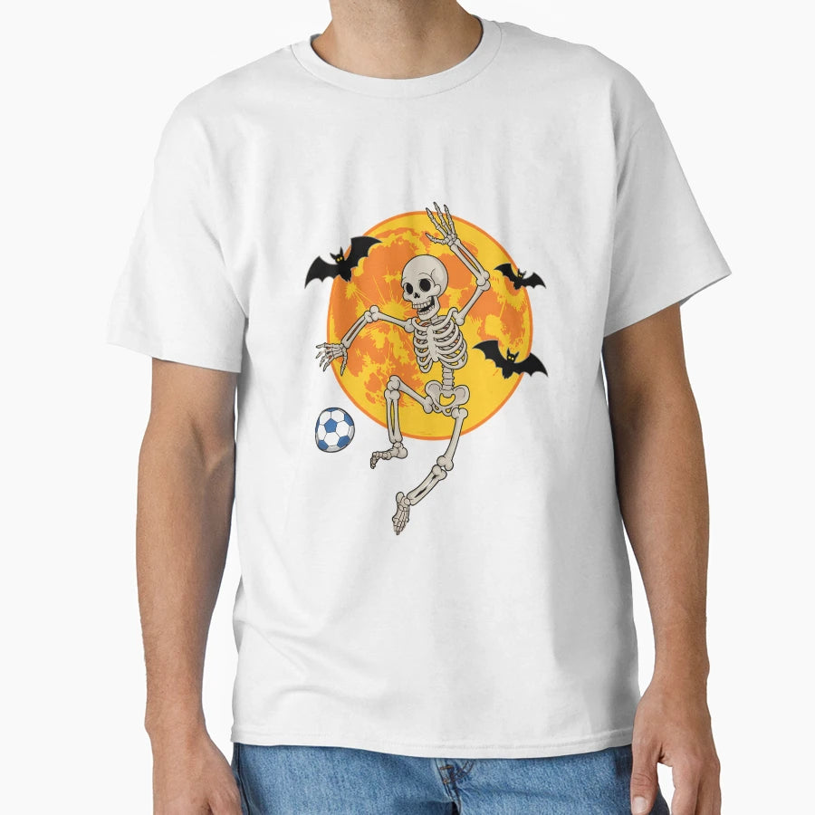 Soccer Skeleton Halloween T-Shirt - Minimalist Print Men Women - T-Shirt, Sweatshirt, Hoodie