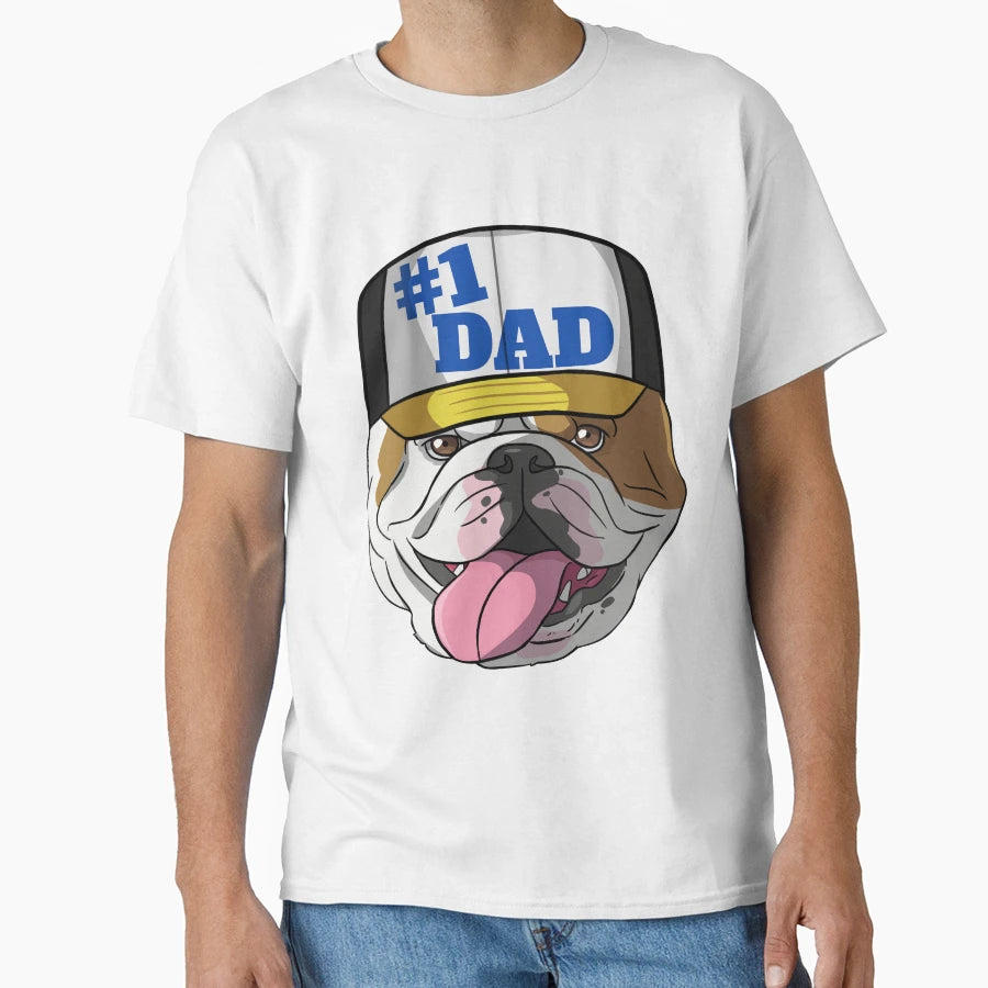 English Bulldog 1 Dad Fathers Day T-Shirt - Minimalist Print Men Women - T-Shirt, Sweatshirt, Hoodie