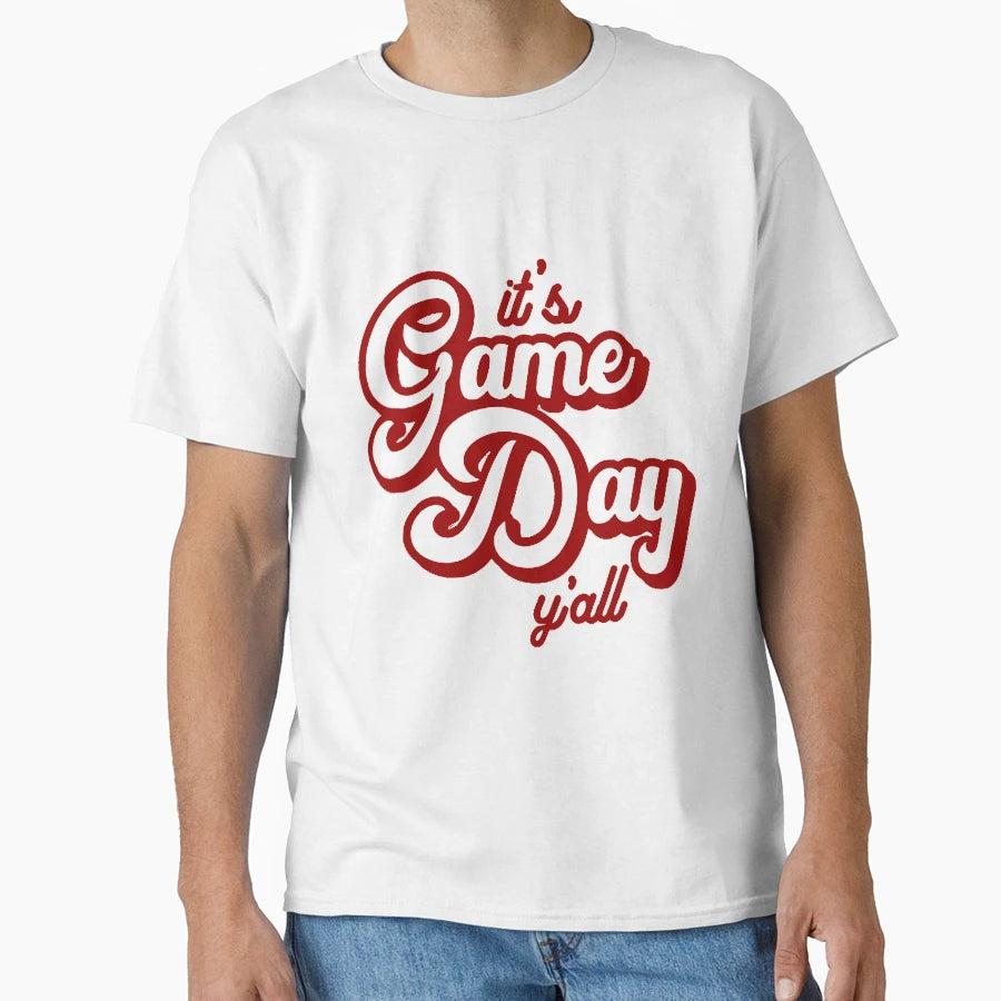 Burgundy And White Its Game Day Yall T-Shirt - Trendy Graphic for Adults - T-Shirt, Sweatshirt, Hoodie