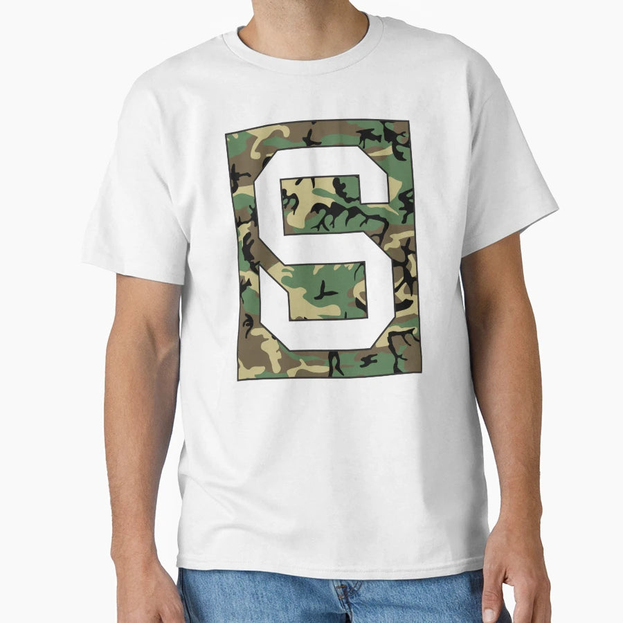 Letter S Military Camo Stencil Font T-Shirt - Custom Art Print for Adults - T-Shirt, Sweatshirt, Hoodie