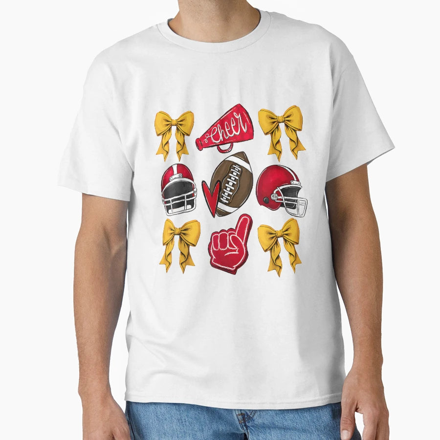 Football Coquette Bow Football Mom Game T-Shirt - Trendy Graphic Men Women - T-Shirt, Sweatshirt, Hoodie