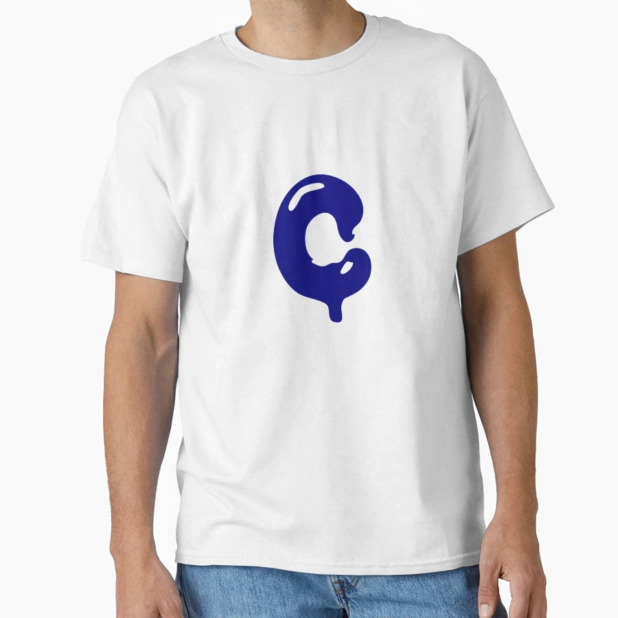Glossy Dark Blue Liquid Letter C T-Shirt - Graphic Print Men Women - T-Shirt, Sweatshirt, Hoodie