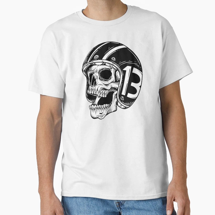 Skull Rider Bikers Tattoo Helmet T-Shirt - Minimalist Print for Adults - T-Shirt, Sweatshirt, Hoodie
