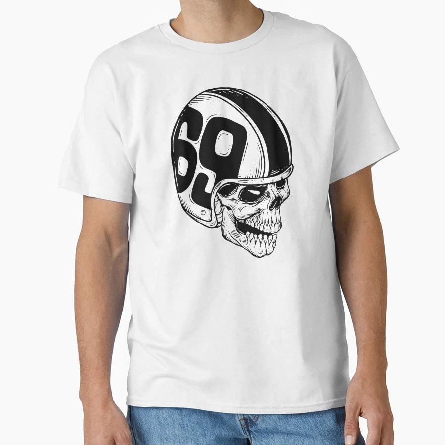 Skull Rider Bikers Tattoo Helmet T-Shirt - Fun Novelty Design Men Women - T-Shirt, Sweatshirt, Hoodie