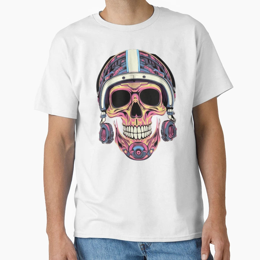 Skull Helmet T-Shirt - Custom Art Print Unisex - T-Shirt, Sweatshirt, Hoodie