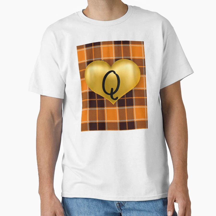 Abstract Warm Plaid Puff Gold Heart T-Shirt - Novelty Apparel for Adults - T-Shirt, Sweatshirt, Hoodie