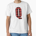 Letter Q Monogram Red And Black Buffalo T-Shirt - Custom Art Print Unisex - T-Shirt, Sweatshirt, Hoodie