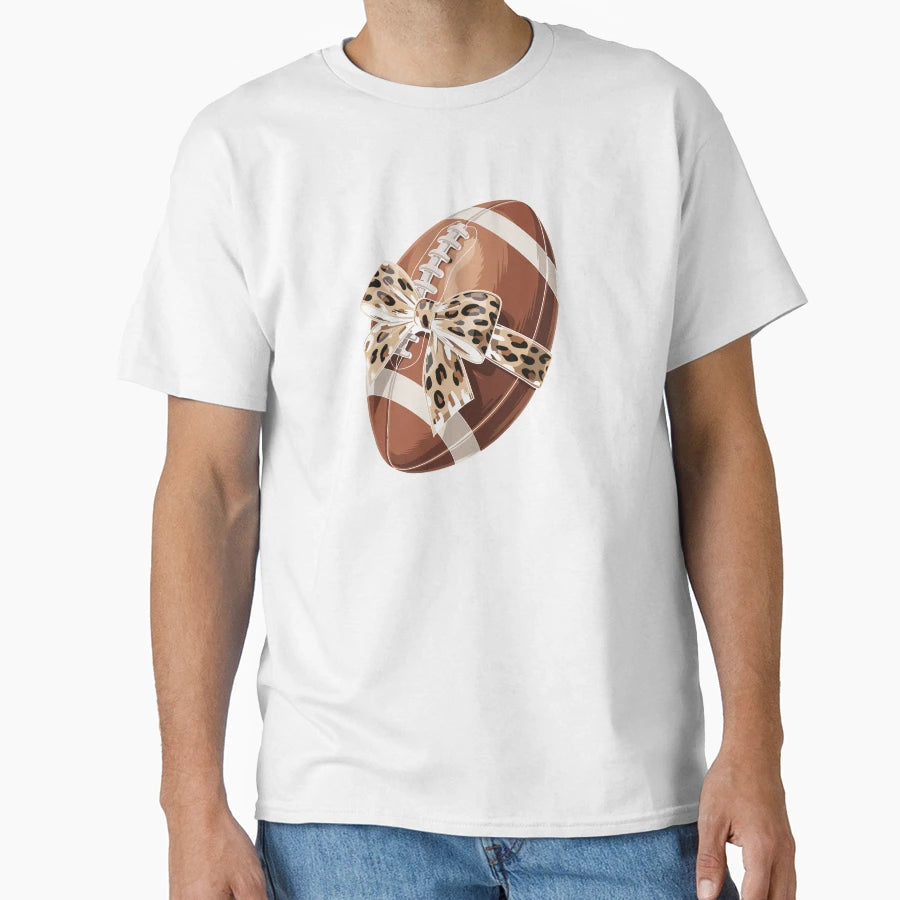 Football Adorned Leopard Bow T-Shirt - Streetwear Style for Adults - T-Shirt, Sweatshirt, Hoodie