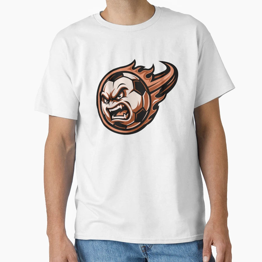 Flaming Soccer Ball Orange T-Shirt - Trendy Graphic Men Women - T-Shirt, Sweatshirt, Hoodie