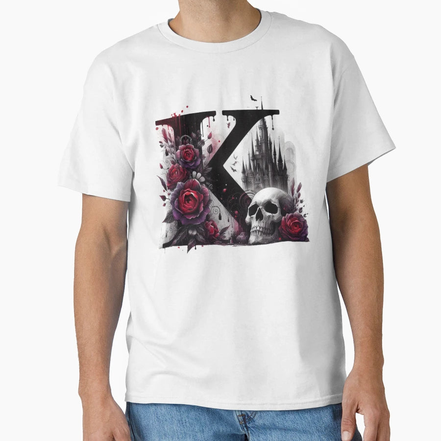 Gothic Halloween Skull And Roses K T-Shirt - Novelty Apparel for Adults - T-Shirt, Sweatshirt, Hoodie
