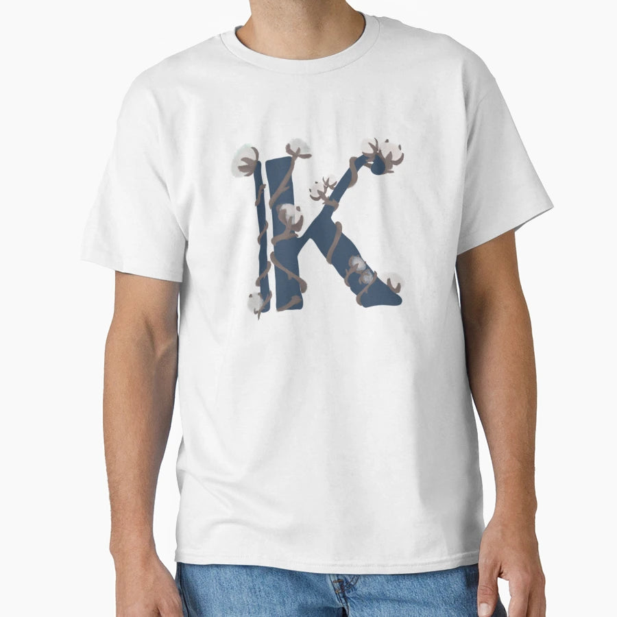 Cotton Monogram Letter K T-Shirt - Fun Novelty Design for Adults - T-Shirt, Sweatshirt, Hoodie