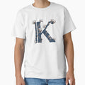 Cotton Monogram Letter K T-Shirt - Fun Novelty Design for Adults - T-Shirt, Sweatshirt, Hoodie
