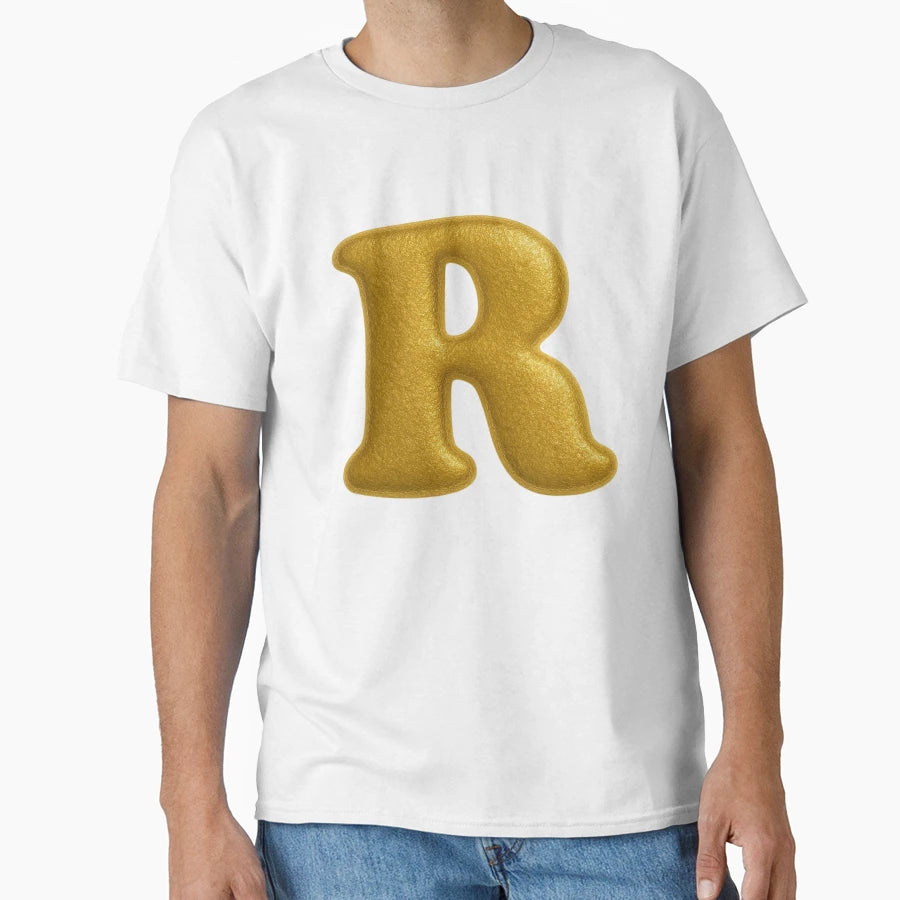 Gold Letter R T-Shirt - Trendy Graphic Unisex - T-Shirt, Sweatshirt, Hoodie