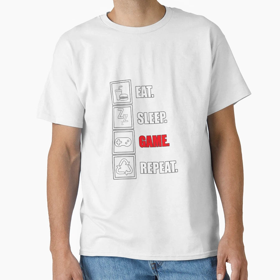 Eat Sleep Game Repeat T-Shirt - Novelty Apparel Unisex - T-Shirt, Sweatshirt, Hoodie
