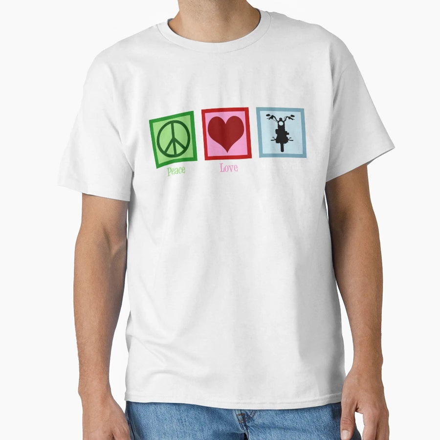 Peace Love Motorcycles T-Shirt - Minimalist Print for Adults - T-Shirt, Sweatshirt, Hoodie