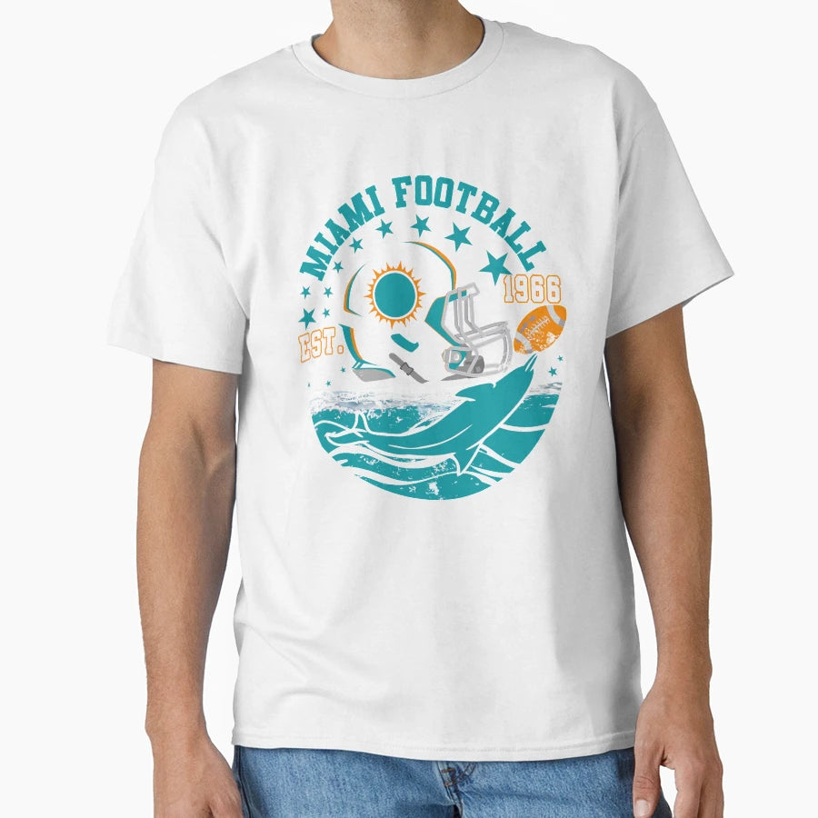 Miami Est 1966 Football Helmet T-Shirt - Fun Novelty Design Men Women - T-Shirt, Sweatshirt, Hoodie