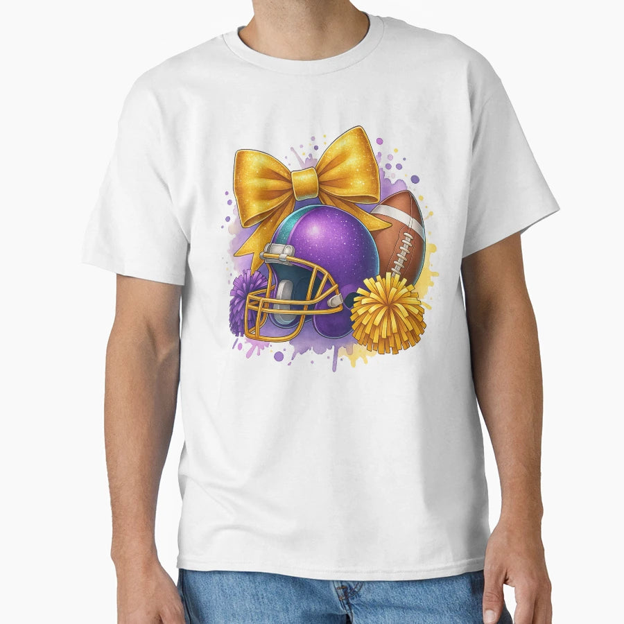 Football Helmet Cheerleader Bow T-Shirt - Fun Novelty Design for Adults - T-Shirt, Sweatshirt, Hoodie