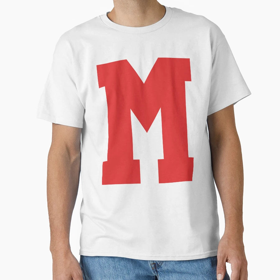 Alphabet Red M Sports Letter M T-Shirt - Unique Graphic Unisex - T-Shirt, Sweatshirt, Hoodie