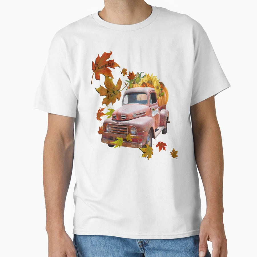Pumkin Pickn Sunflowers And Pumpkins T-Shirt - Custom Art Print Men Women - T-Shirt, Sweatshirt, Hoodie
