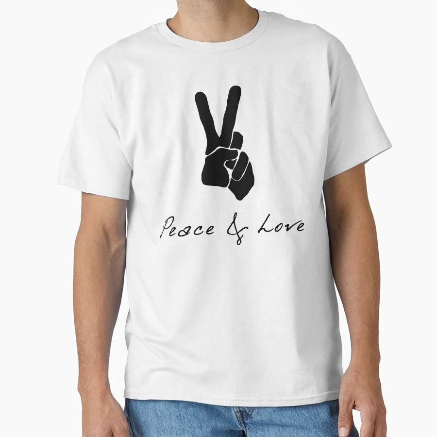 Peace Love Peace Sign Victory Hand T-Shirt - Minimalist Print for Adults - T-Shirt, Sweatshirt, Hoodie