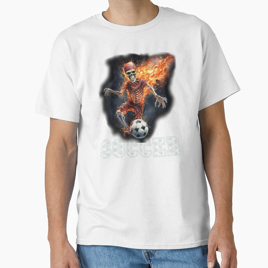 Sports Skeleton Playing Soccer T-Shirt - Graphic Print Men Women - T-Shirt, Sweatshirt, Hoodie