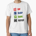 Eat Sleep Game Repeat T-Shirt - Fun Novelty Design for Adults - T-Shirt, Sweatshirt, Hoodie