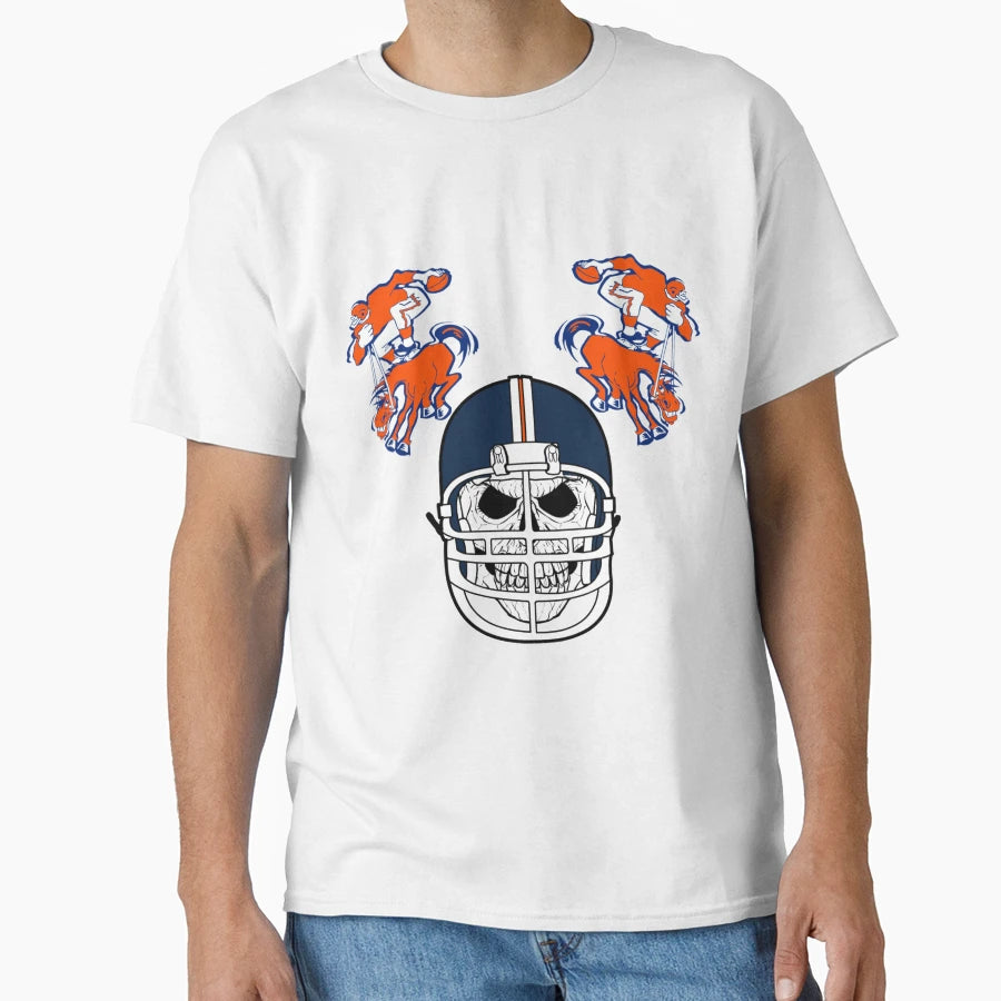 Broncos Skull T-Shirt - Aesthetic Graphic for Adults - T-Shirt, Sweatshirt, Hoodie