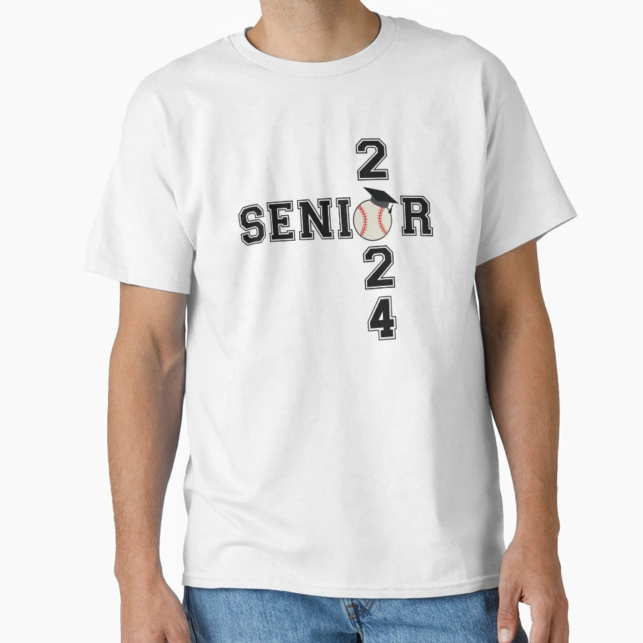 Class 2024 Senior Baseball Player T-Shirt - Fun Novelty Design for Adults - T-Shirt, Sweatshirt, Hoodie