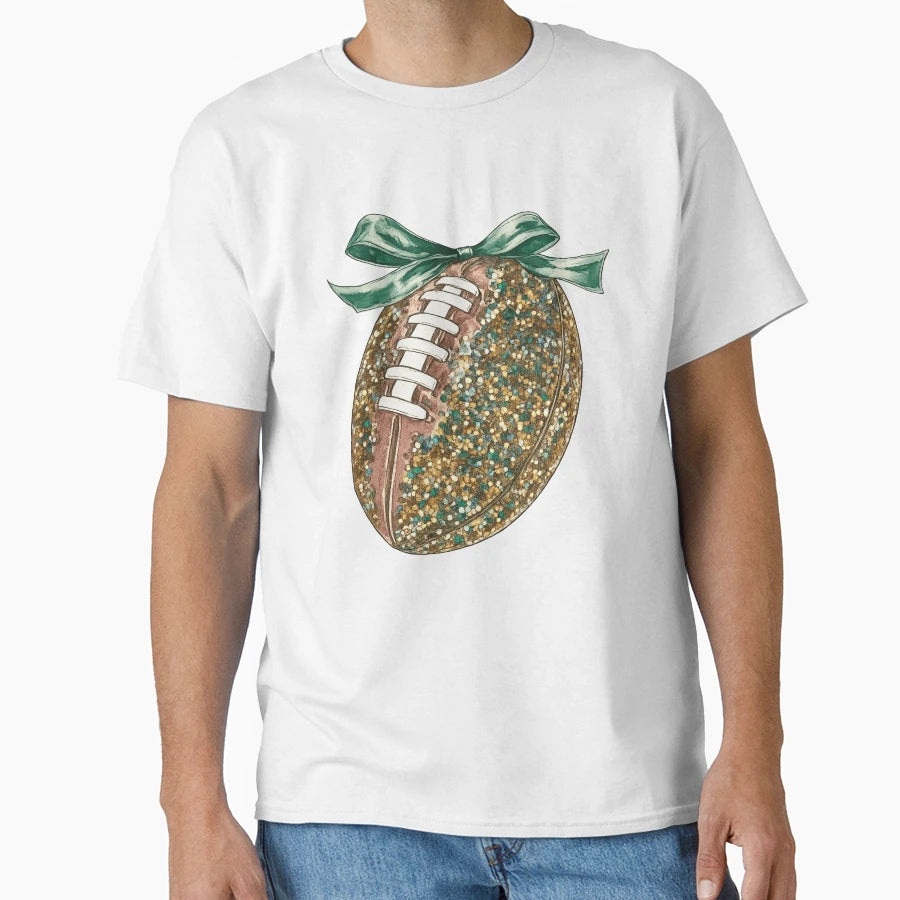 Glitter Football Green Ribbon T-Shirt - Custom Art Print for Adults - T-Shirt, Sweatshirt, Hoodie