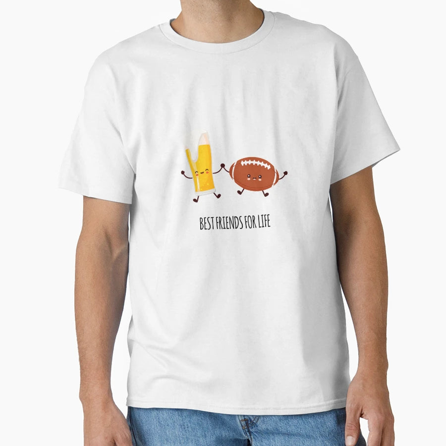 Beer And Football Best Friends Forever T-Shirt - Graphic Print Unisex - T-Shirt, Sweatshirt, Hoodie