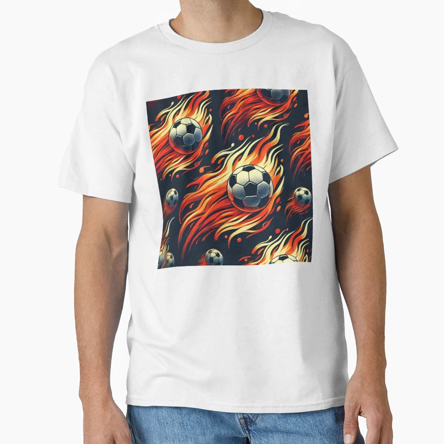 Glory Flames Fiery Soccer Ball Flames T-Shirt - Novelty Apparel for Adults - T-Shirt, Sweatshirt, Hoodie