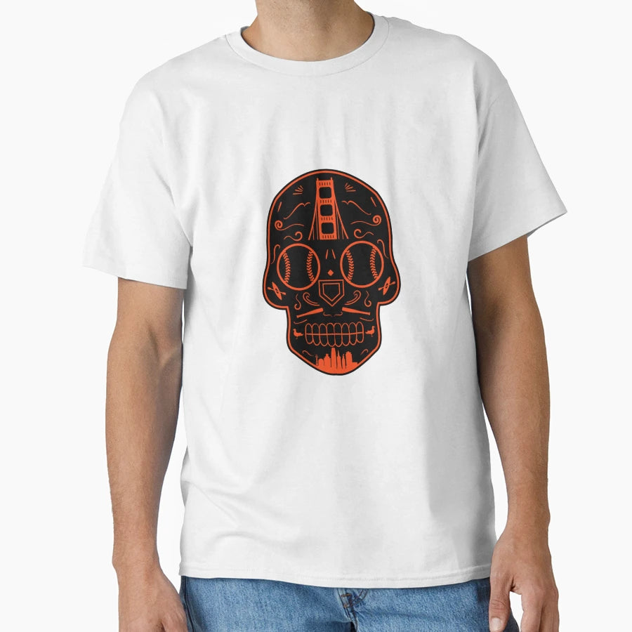 San Francisco Baseball Sugar Skull T-Shirt - Graphic Print Unisex - T-Shirt, Sweatshirt, Hoodie