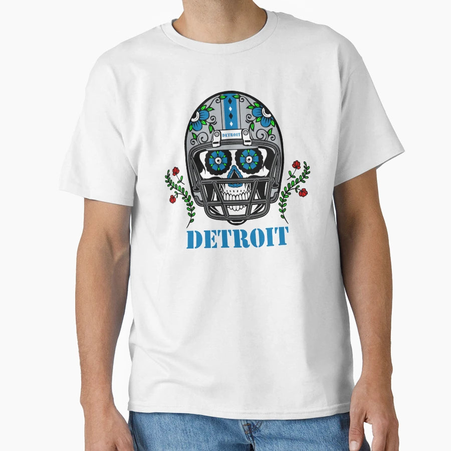 Detroit Football Helmet Sugar T-Shirt - Casual Everyday Wear for Adults - T-Shirt, Sweatshirt, Hoodie