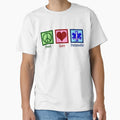 Peace Love Paramedic T-Shirt - Fun Novelty Design for Adults - T-Shirt, Sweatshirt, Hoodie