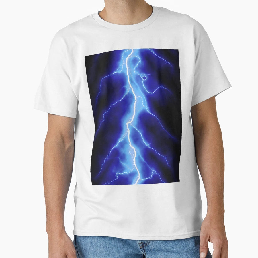 Blue Lightning T-Shirt - Custom Art Print Men Women - T-Shirt, Sweatshirt, Hoodie