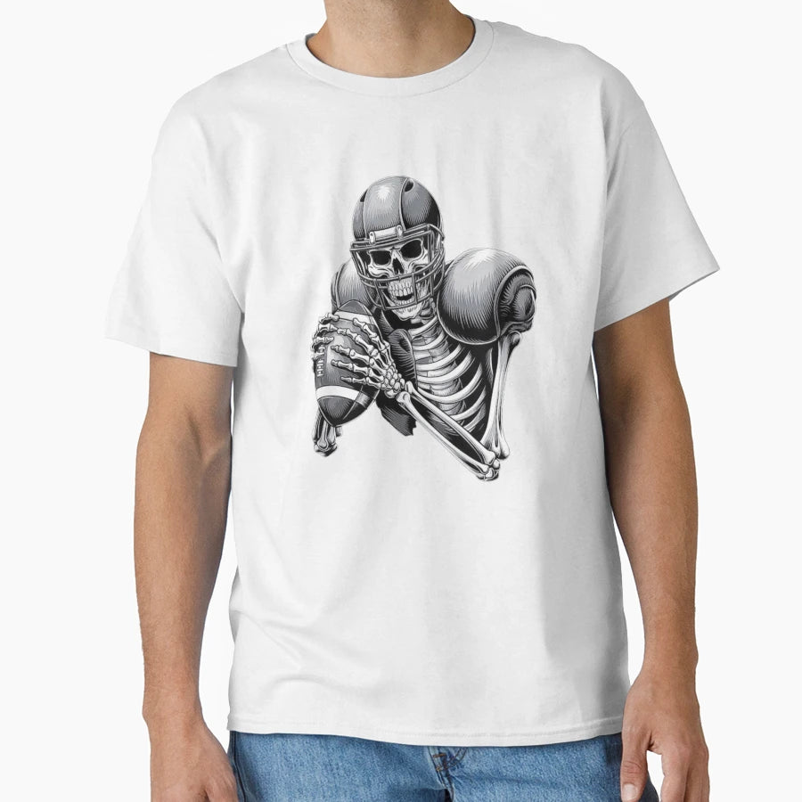 Football Skeleton Warrior Fearless T-Shirt - Aesthetic Graphic for Adults - T-Shirt, Sweatshirt, Hoodie