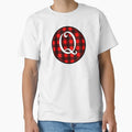 Letter Q Buffalo Plaid Circle Monogram T-Shirt - Custom Art Print Unisex - T-Shirt, Sweatshirt, Hoodie